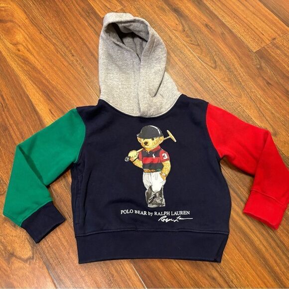 Ralph Lauren Polo Bear Colorblock Toddler Hoodie - Picture 1 of 4